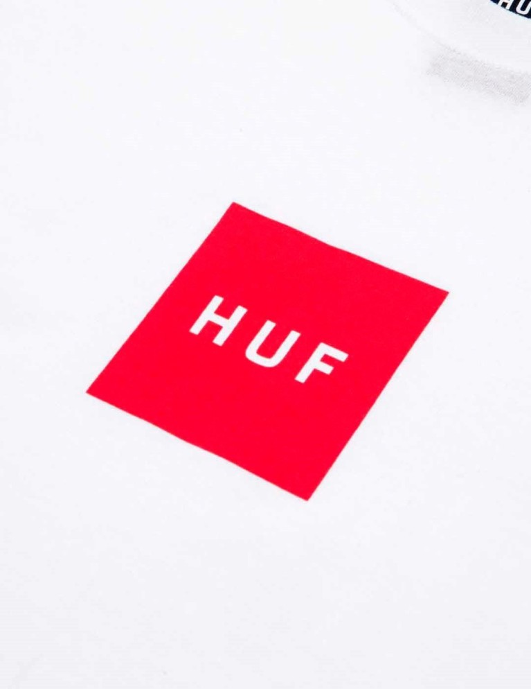 T-shirt HUF essenziale scatola logo tee bianco